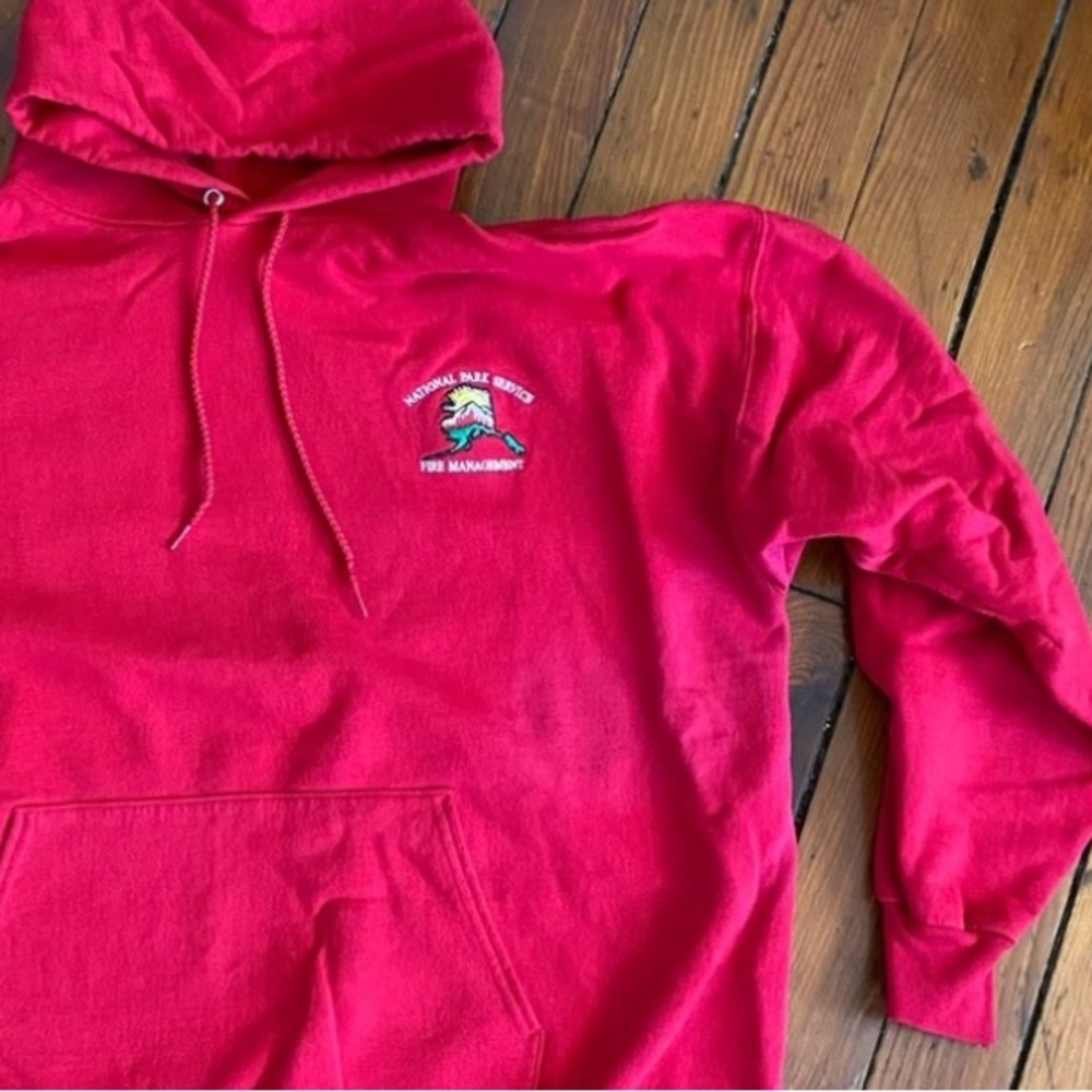 Retro Hanes Red Hoodie Size XL Fire Management